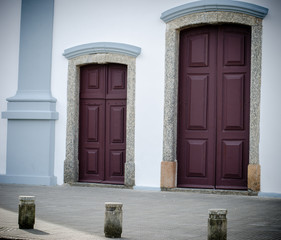 Two doors of a church in southern brazil beach
