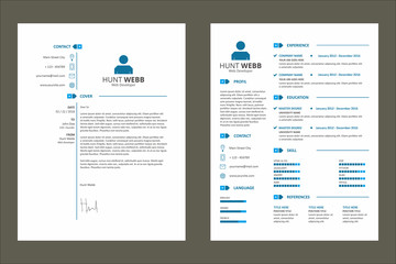 CV (Curriculum Vitae) Resume Simple Tag Clean Blue Template Vector Graphic Resource