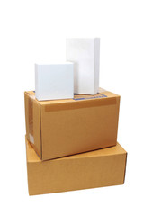 parcels boxes isolated white background