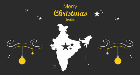 Merry Christmas illustration theme with map of India