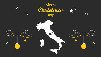 Merry Christmas illustration theme with map of Italy