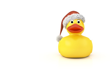 yellow rubber ducky with a christmas hat