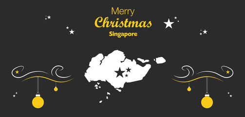 Merry Christmas illustration theme with map of Singapore