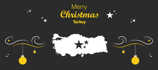 Merry Christmas illustration theme with map of Turkey