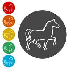 Horse silhouette icons set 