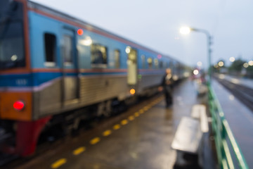 Naklejka premium Blur Background of Train in Railway Station