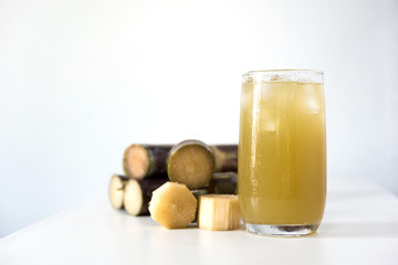 sugar cane juice on white background