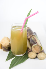 sugarcane juice on white background