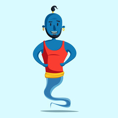 Genie of the lamp. Cartoon vector illustration. Miracle. Old fable