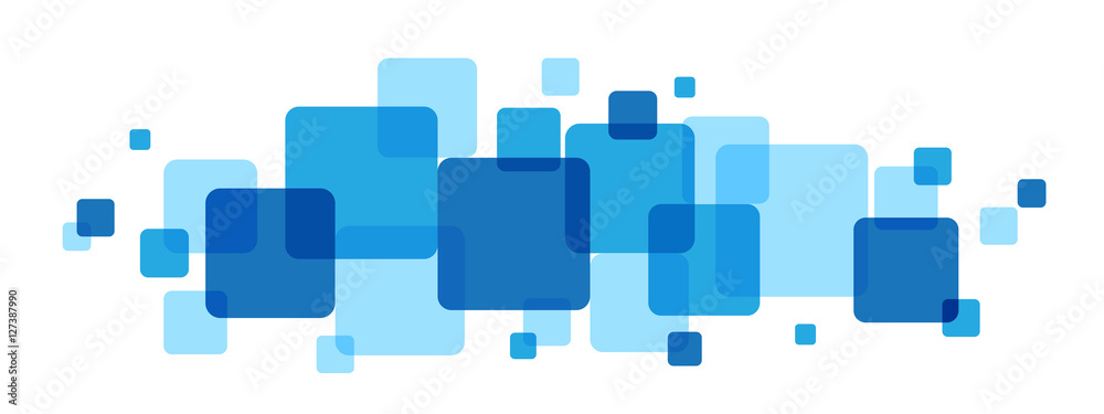 Wall mural overlapping blue squares banner