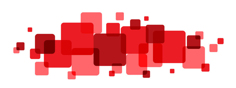 Overlapping Red Squares Banner