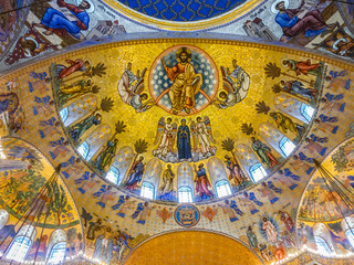 Fototapeta na wymiar The dome of The Naval Cathedral of Saint Nicholas. Kronstadt, Russia 