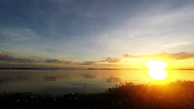 sunset on the lake timelape footage