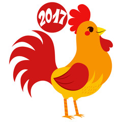 Cute 2017 rooster zodiac sign design with text celebrating Chinese new year