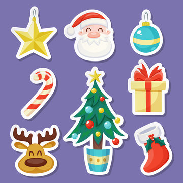 Set of cute christmas stickers or magnets