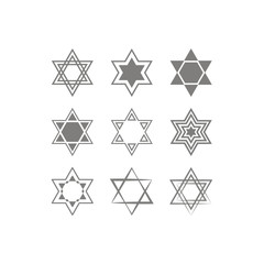 set of monochrome icons with star of David traditional Jewish symbol for your design