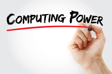 Fototapeta premium Hand writing Computing power with marker, concept background
