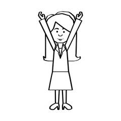 woman with arms up  black line cartoon icon image vector illustration design 