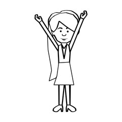woman with arms up  black line cartoon icon image vector illustration design 