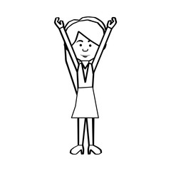 woman with arms up  black line cartoon icon image vector illustration design 