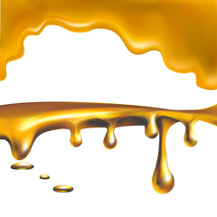 honey flowing, in motion, honey trickling down, isolated vector