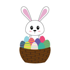 Happy easter bunny cartoon icon vector illustration design
