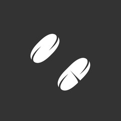 Pill logo on black background. Vector icon
