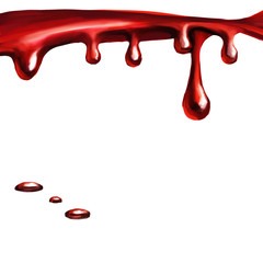 blood flowing, in motion, blood trickling down, isolated