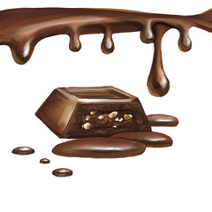 liquid chocolate, flowing, molten, caramel