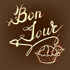 good afternoon bonjour French lettering sweet vector © tanshy