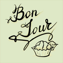 good afternoon bonjour French lettering sweet vector © tanshy