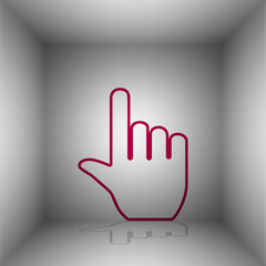 Hand sign illustration. Bordo icon with shadow in the room.