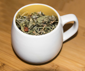 Dry tea in cup