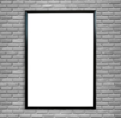 blank poster photo frame on vintage brick wall