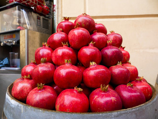 Group of pomegranates. Pomegranate closeup, background