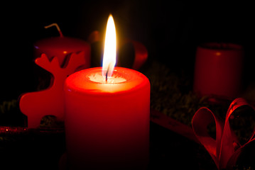 Advent wreath candle light to celebrate Christmas season
