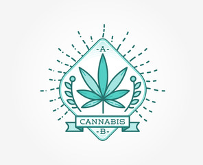 Medical Cannabis Marijuana Sign or Label Template in Vector. Can