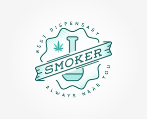 Medical Cannabis Marijuana Sign or Label Template in Vector. Can