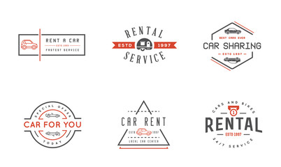 Obraz premium Set of Vector Car Rental Service Elements can be used as Logo or