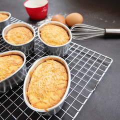 Fresh baked homemade cheese sponge cake and eggs