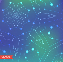 Abstract Background with Particles Structure of Molecule Genetic