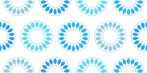 Abstract circle background, blue and white seamless pattern