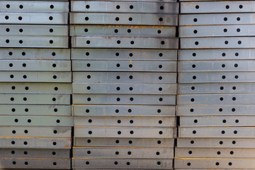 Iron plate build beams and pillars in building construction.