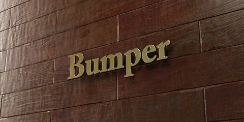 Bumper - Bronze plaque mounted on maple wood wall  - 3D rendered royalty free stock picture. This image can be used for an online website banner ad or a print postcard.