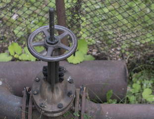 valve close-up and pipeline for water