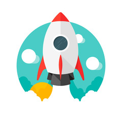 Rocket. Vector icon. Dawn
