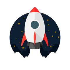 Rocket. Vector icon. Night 