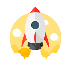 Rocket. Vector icon. Sunset. Startup