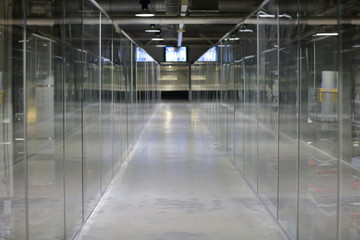 Long corridor in modern industrial production area