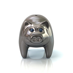 3d illustration of smiling silver piggy bank